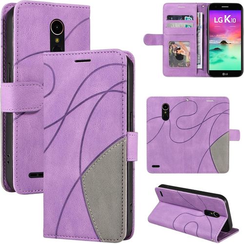 Coque Pour Lg K10 2017, Cuir Multifonction, Antivol,Pochette De Portefeuille,Fermeture Magnétique Flip Case Pour Lg K10 2017 - Violet