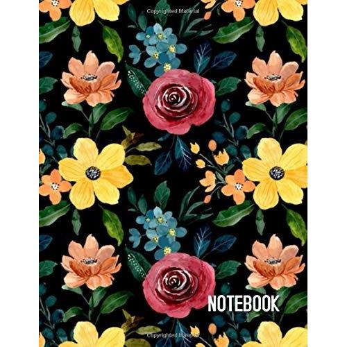 Notebook: Floral Water Colour Lined Notebook Journal, Dairy, Large - Size 8.5 X 11 Inches - 150 Pages: College Ruled Paper, Perfect Bound, Soft And Premium Cover