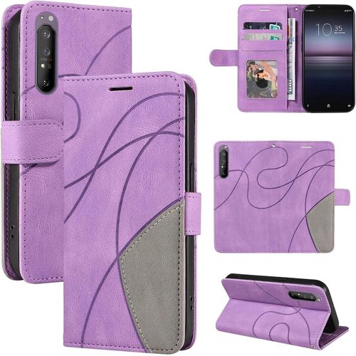 Coque Pour Sony Xperia 1 Ii, Cuir Multifonction, Antivol,Pochette De Portefeuille,Fermeture Magnétique Flip Case Pour Sony Xperia 1 Ii - Violet