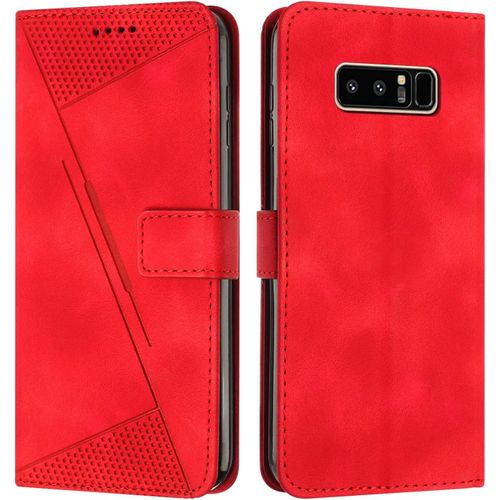 Coque Pour Samsung Galaxy Note 8 Housse Etui Portefeuille,Cuir Multifonction,Fermeture Magnétique À Clapet Anti-Choc Rouge