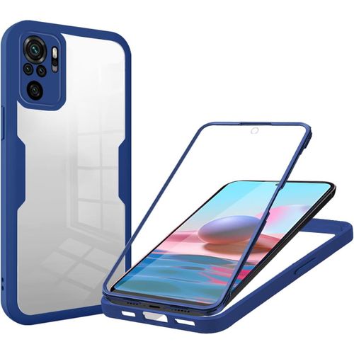 Coque Pour Xiaomi Redmi Note 10s/Note 10 4g,Antichoc Housse Avec Protection D'écran Intégré,360 Degrés Full Body Protection Case Double Face Bumper - Bleu