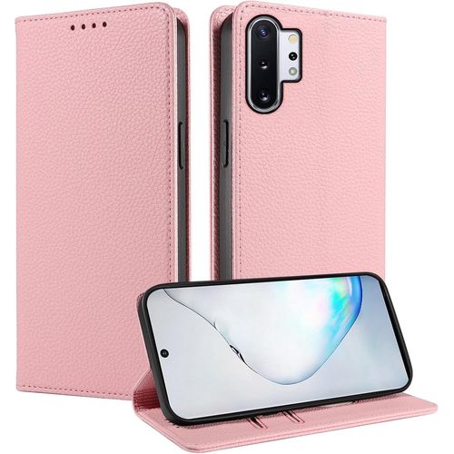 Coque Pour Samsung Galaxy Note10 Pro/Note10+,Etui Fente Pour Cartes Rfid Blocage Housse Cuir Véritable Support Portefeuille Protection Coque Avec Galaxy Note10 Pro/Note10+ - Or Rose
