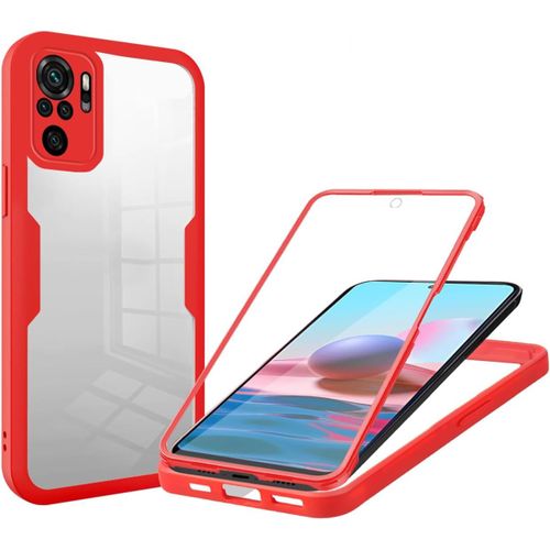 Coque Pour Xiaomi Redmi Note 10s/Note 10 4g,Antichoc Housse Avec Protection D'écran Intégré,360 Degrés Full Body Protection Case Double Face Bumper - Rouge