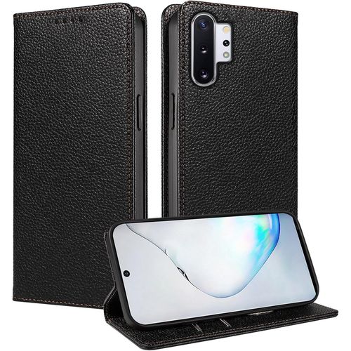 Coque Pour Samsung Galaxy Note10 Pro/Note10+,Etui Fente Pour Cartes Rfid Blocage Housse Cuir Véritable Support Portefeuille Protection Coque Avec Galaxy Note10 Pro/Note10+ - Noir