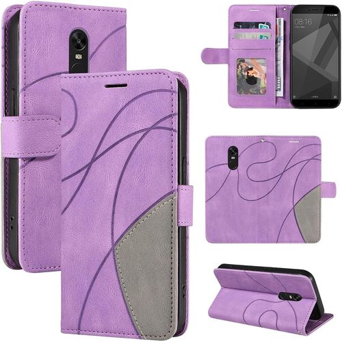 Coque Pour Xiaomi Redmi Note 4x, Cuir Multifonction, Antivol,Pochette De Portefeuille,Fermeture Magnétique Flip Case Pour Xiaomi Redmi Note 4x - Violet
