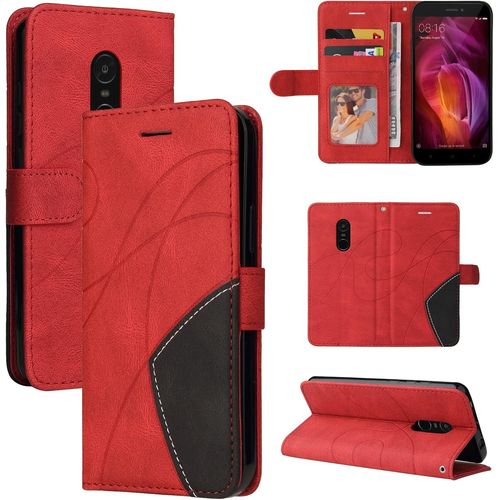 Coque Pour Xiaomi Redmi Note 4x, Cuir Multifonction, Antivol,Pochette De Portefeuille,Fermeture Magnétique Flip Case Pour Xiaomi Redmi Note 4x - Rouge