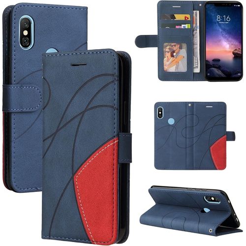 Coque Pour Xiaomi Redmi Note 6 Pro, Cuir Multifonction, Antivol,Pochette De Portefeuille,Fermeture Magnétique Flip Case Pour Xiaomi Redmi Note 6 Pro - Bleu