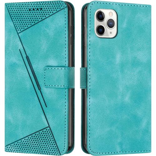 Coque Pour Iphone 11 Pro Max Housse Etui Portefeuille,Cuir Multifonction,Fermeture Magnétique À Clapet Anti-Choc Vert