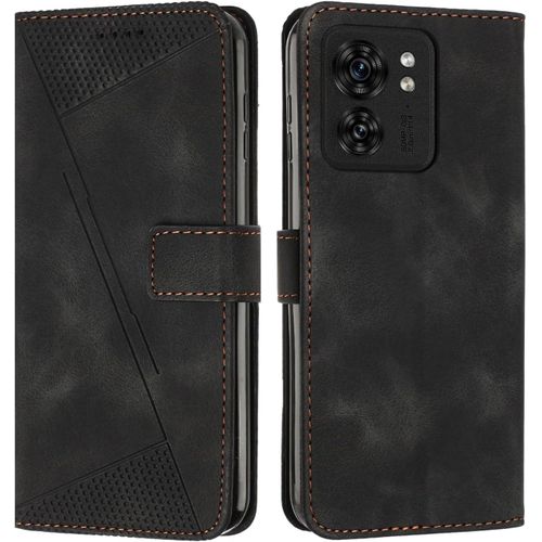 Coque Pour Motorola Edge 40 Housse Etui Portefeuille,Cuir Multifonction,Fermeture Magnétique À Clapet Anti-Choc Noir