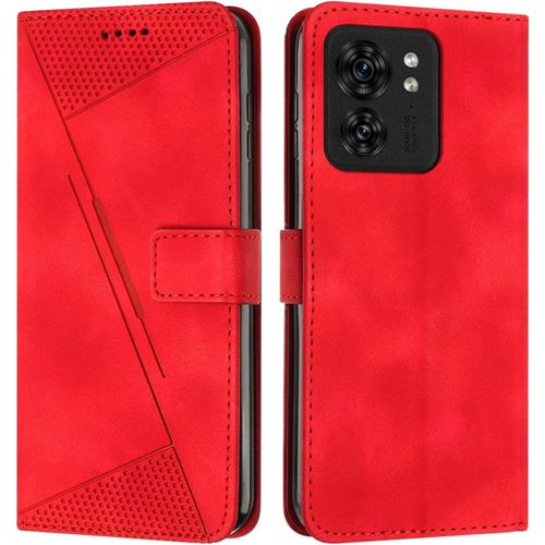 Coque Pour Motorola Edge 40 Housse Etui Portefeuille,Cuir Multifonction,Fermeture Magnétique À Clapet Anti-Choc Rouge