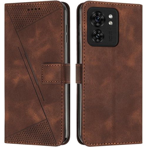 Coque Pour Motorola Edge 40 Housse Etui Portefeuille,Cuir Multifonction,Fermeture Magnétique À Clapet Anti-Choc Brun