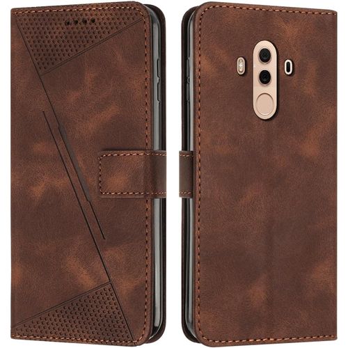 Coque Pour Huawei Mate 10 Pro Housse Etui Portefeuille,Cuir Multifonction,Fermeture Magnétique À Clapet Anti-Choc Brun