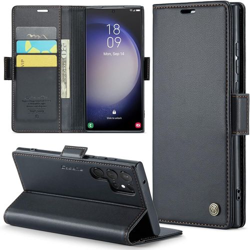 Coque Pour Samsung Galaxy S23 Ultra Housse Etui Portefeuille,Antivol,Prend En Charge Le Chargement Sans Fil, Pochette Fermeture Magnétique Flip Case- Noir