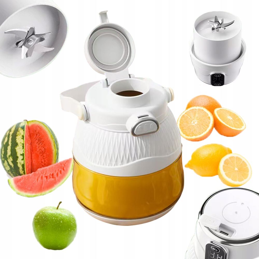 Extracteur de jus portable 2 en 1 USB 10 lames PC 600 ml