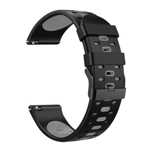 Huawei Watch Gt 3 Band-22mm Silicone Bicolore Avec Trois Rangées De Trous Noir Gris
