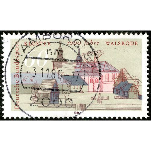 Timbre Oblitéré Deutsche Bundespost, Kloster, 1000 Jahre Walsrode, 1986, 60