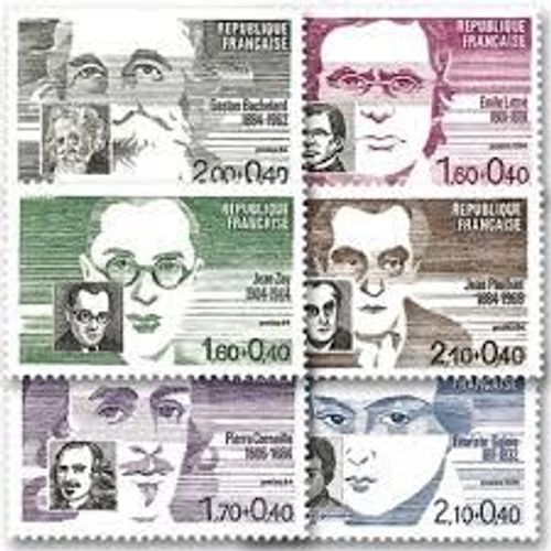 Emile Littré-Jean Zay-Pierre Corneille-Gaston Bachelard-Jean Paulhan-Evariste Galois Série Complète Année 1984 N° 2328 2329 2329a 2330 2331 2332 Yvert Et Tellier Luxe