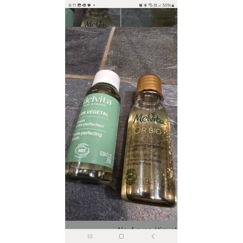 Lot Melvita Huile L'or Bio 28ml + Sérum L'or Végétal 28ml 
