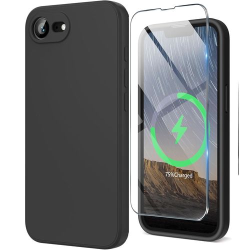 Coque Pour Iphone 16e Silicone Noir + Verre Trempe Little Boutik©