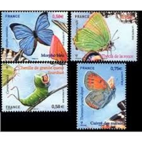 Série Nature (24) : Les Papillons Série Complète Année 2010 N° 4498 4499 4500 4501 Yvert Et Tellier Luxe