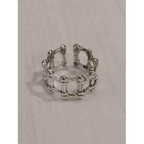 Bague Métal Argenté,Chaine,Bague Ouverte,Taille 17.20 Mm