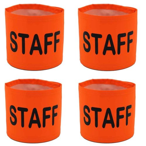 Lot 4 Brassards Sécurité Haute Visiblité - Staff - Orange Fluo