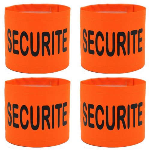 Lot 4 Brassards Sécurité Haute Visiblité - Securite - Orange Fluo