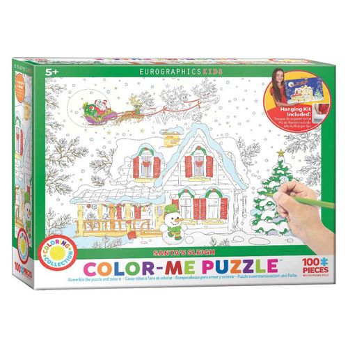 Puzzle À Colorier Eurographics - Color Me - Le Traîneau Du Père Noël, 100 Pièces