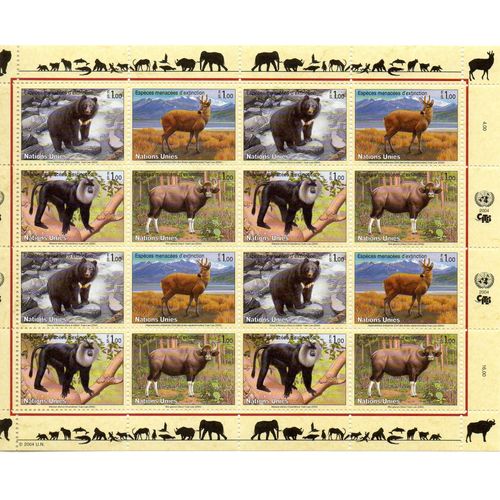 Nations Unies Timbres Animaux En Voie De Disparition 2004