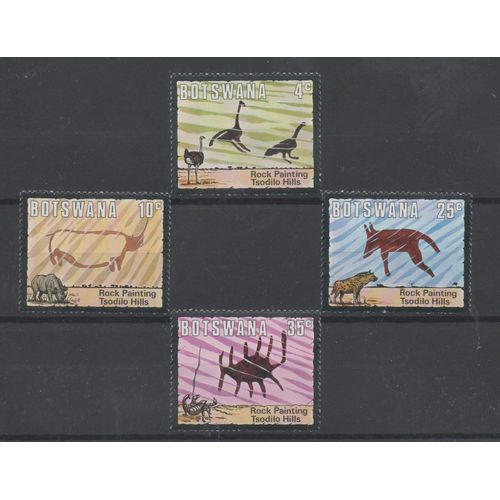 Botswana Timbres Peintures Rupestres : Animaux Préhistoriques 1991
