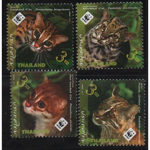 Thaïlande Timbres Animaux Les Chats 2011