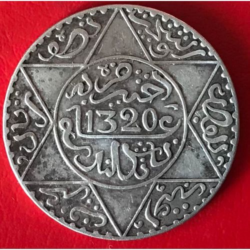 5 Dirhams - Abd Al-Aziz - 1320 / 1903 - Maroc - Argent