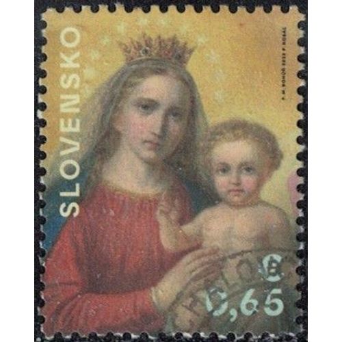 Slovaquie 2022 Oblitéré Used Peinture La Vierge Et L'enfant Peter Michal Bohun Y&t Sk 866 Su