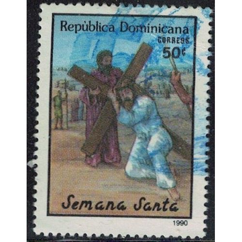 Rép. Dominicaine 1990 Oblitéré Used Semana Santa Jésus Porte La Croix Y&t Do 1076 Su