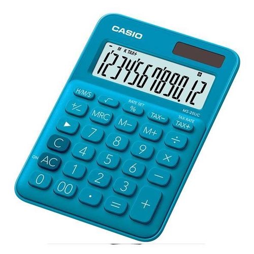 Casio MS-20UC - Calculatrice de bureau - 12 chiffres - panneau solaire, pile - bleu