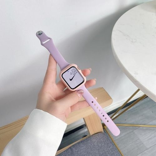 Convient Pour Apple Watch Petite Taille Bracelet En Silicone Iwatch87 Génération Apple Watch Bracelet De Sport 456se-Combinaison Taille Petite À Clou Unique - Lavande + Coquillage Rose - 44 Mm