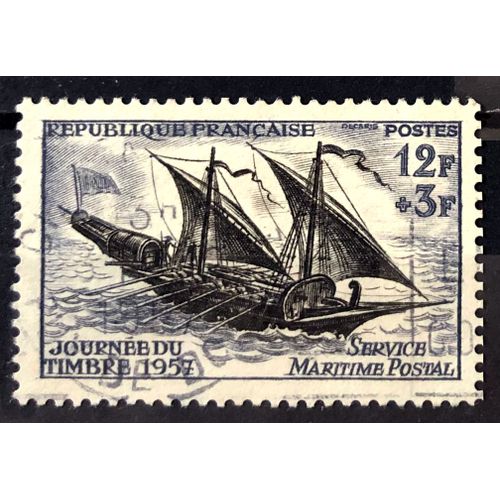 Journée Du Timbre 1957 - Felouque - Service Maritime Postal 12f+3f (Très Joli N° 1093) Obl - France Année 1957 - Brn83 - N28113