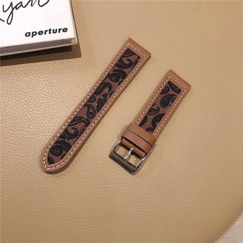 Convient Pour Huawei Gt4 Bracelet 5gt2 46mm Élégant Honor Watch3pro Cuir Véritable Toile Style National Hommes Et Femmes Tendance-Totem Marron En Cuir Et Toile - Modèle Huawei Gt3 46 Mm