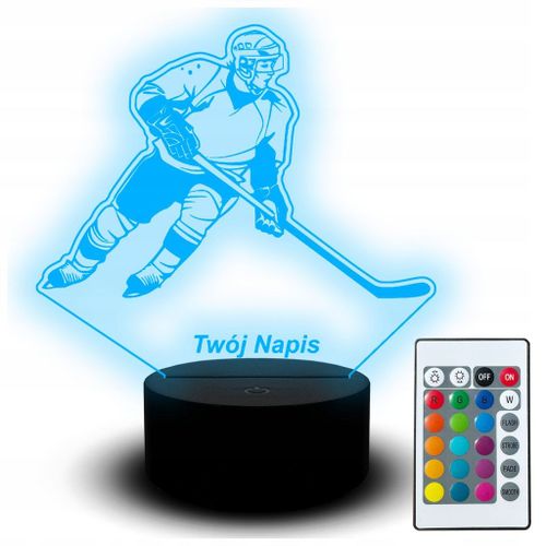 Veilleuse Led 3d Statuette Gravure Pour Joueur De Hockey Bâton De Hockey Rondelle Casque