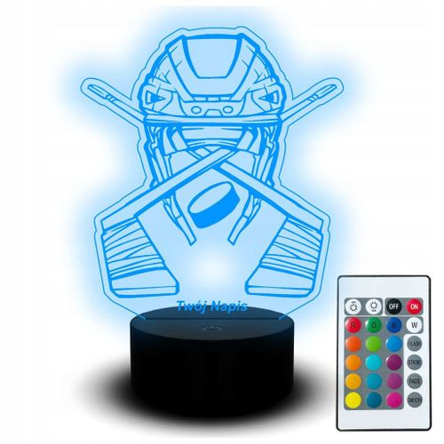 Veilleuse Led 3d Statuette Gravure Pour Joueur De Hockey Bâton De Hockey Rondelle Casque