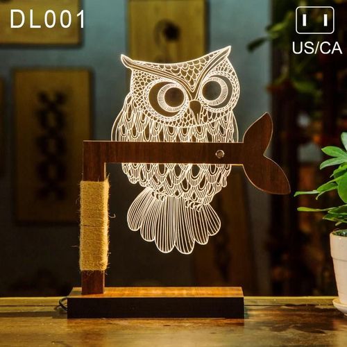 3d Led Dimmable Lit Lumire Table Bureau Lecture Lampe En Bois Veilleuse Dcoration Maison Dl001,Us Plug