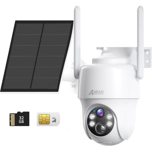 3G/4G Lte 360 Ptz Solar Camera, 2K Wireless Outdoor Camera On Battery, Sim Card+32Gb Sd Card, Pir Motion Detection, Colour Night Vision, Two-Way Audio, Ip66, G1 White