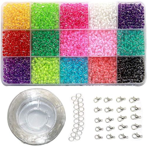 3mm Mini Perles En Plastique De Verre Pour Enfants Bracelet De Bricolage Art & Bijouterie, Ensemble De Fabrication De Cordes En Perles, Sans raflure Couleur (Color In Beads)
