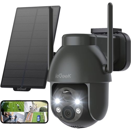 3mp Camera Surveillance Wifi Exterieure Sans Fil Solaire - 360 Ptz Camera Solaire Exterieur Wifi Nuit Couleur, Pir Dtection, Audio Bidirectionnel Zy C2.[G237]