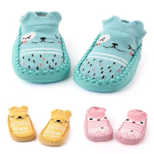3paires Chaussons Chaussettes Anti-Drapantes Bb Lot De 6-12 Mois Fillesvert, Rose, Jaune 12cm