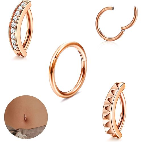 3pcs 14g Clicker Piercing Nombril Anneau Pour Femmes Piercing Au Nombril Acier Chirurgical 10/12mm Piercing Ventre Anneaux Bijoux