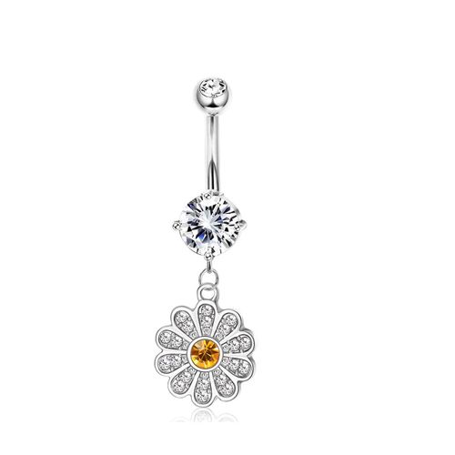 3pcs Anneau De Nombril En Acier Inoxydable, Boucle De Nombril En Forme De C?Ur De Pche Et De Zircon, Clou De Nombril, Plante, Bijoux De Nombril-Verre Dor
