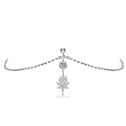 3pcs Bijoux De Nombril En Acier Inoxydable Avec Boucle De Nombril Et Chane De Taille  Pompon En Strass-2
