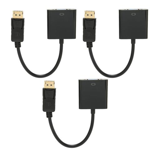 3Pcs DP vers VGA Adaptateur 1920x1080 FHD 60Hz Plaqu Or Conception Compacte Adaptateur DisplayPort vers VGA compatible avec Ordinateur Portable De Bureau-YM