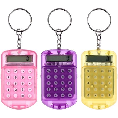 3pcs Mini Calculatrice Porte-Cls Calculatrice De Poche Calculatrice lectronique Porte-Cls Enfants Petite Calculatrice Fonction Standard Calculatrice cole Fournitures De Bureau